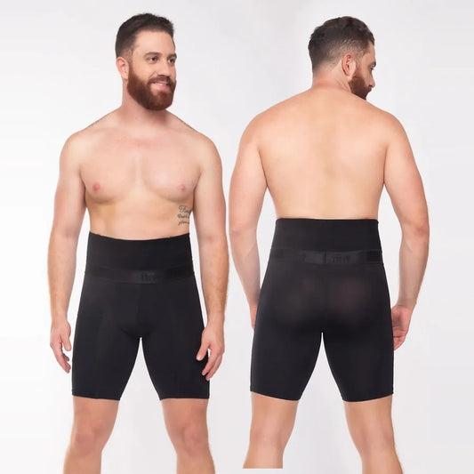 Boxer control abdomen para hombre - g01_negro_frente_espalda
