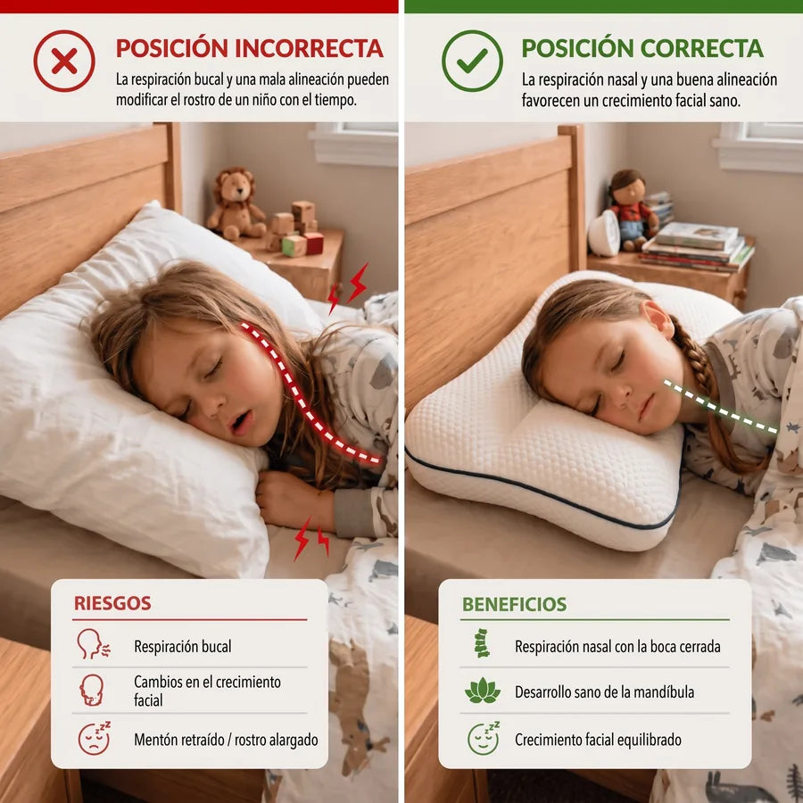 Flexoriom Kids - Almohada Postural Infantil - g02_antes_despues_boca
